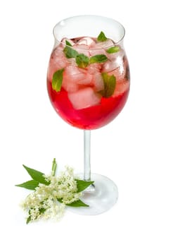 Aperitif with Campari,mint and elderflower syrup