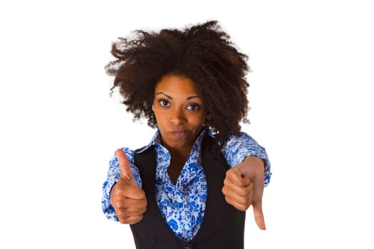 Attractive African-American woman - exposed on white background