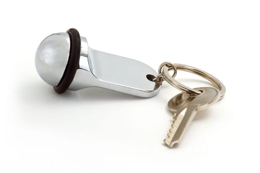 Key with key fob on light background
