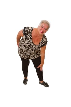 Senior citizen at fitness training - cropped on white background
