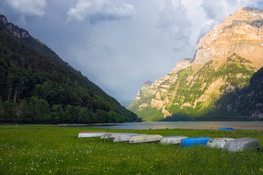 Klöntalersee at the blue hour