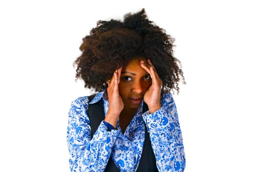 Attractive African-American woman - exposed on white background