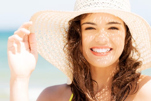 attractive woman portrait cheerful summer.