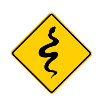 road sign - snake crossing vertical, black on yellow