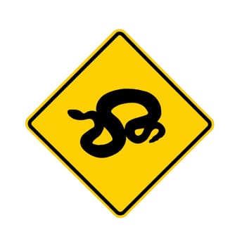 road sign - snake crossing, black on yellow