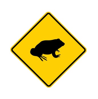 road sign - frog crossing, black on yellow