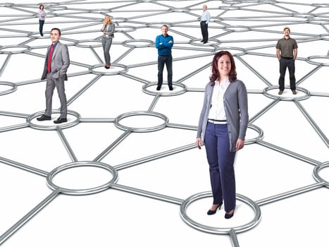 business people and 3d abstract connection