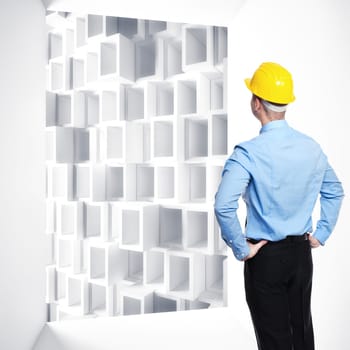 standing architect look abstract construction
