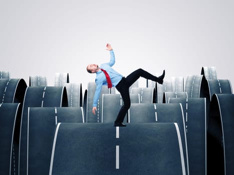 man balance himself on 3d ways