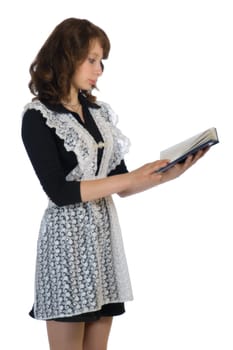 girl in school uniform reading a book