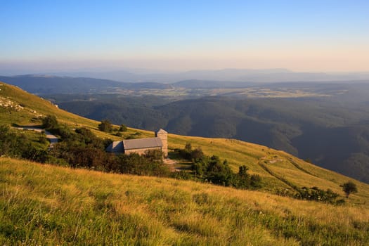 View of St. jerome church in the Nanos mountain - Slovenia
