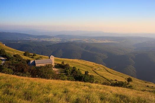 View of St. jerome church in the Nanos mountain - Slovenia