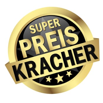 Button with banner " SUPERPREISKRACHER """