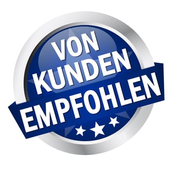 Button with banner " RECOMMENDED BY CUSTOMERS """