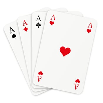 4 aces on white background