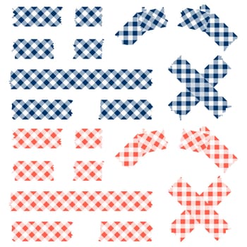 Adhesive Strip Check Pattern - Blue and Red
