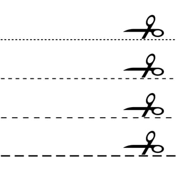 Set - Scissors with dash line