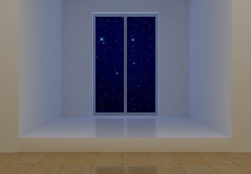 White room at starry night