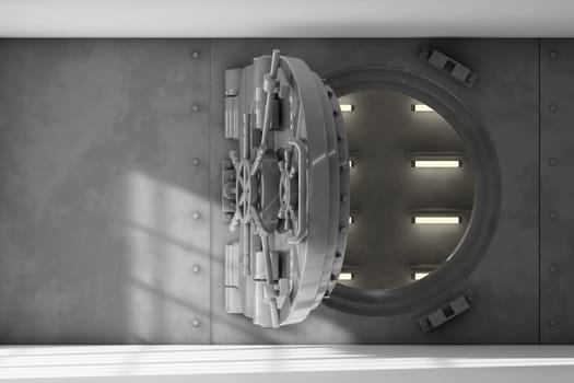 Opened vault on a well illuminated room