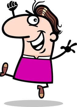 Cartoon Illustration of Funny Happy Man Comic Character