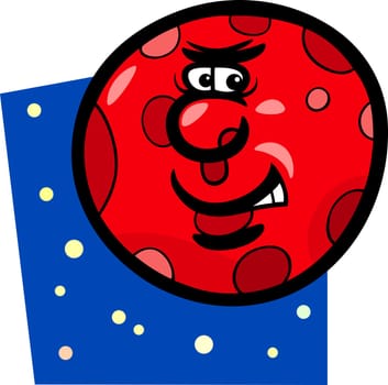 Cartoon Illustration of Funny Mars Planet Comic Mascot Character