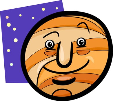 Cartoon Illustration of Funny Jupiter Planet Comic Mascot Character