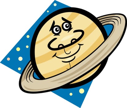 Cartoon Illustration of Funny Saturn Planet Comic Mascot Character
