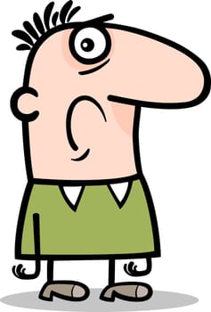 Cartoon Illustration of Sad or Unhappy Man Comic Character