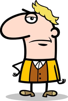 Cartoon Illustration of Funny Skeptic or Calm Man Comic Character