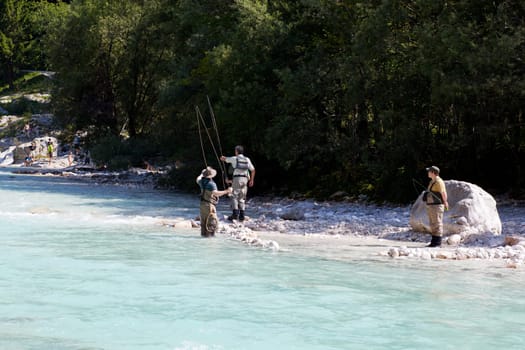 Photo of a Fisherman in the Soca river, Slovenia
