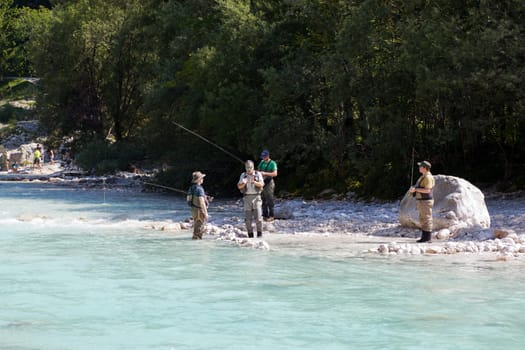 Photo of a Fisherman in the Soca river, Slovenia