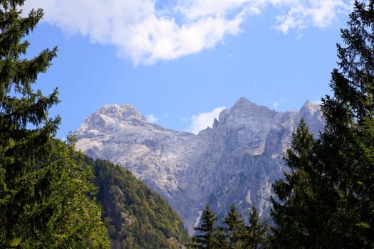 View of Slovenian Julian Alps in the summer