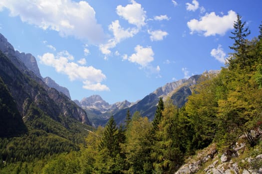 View of Slovenian Julian Alps in the summer
