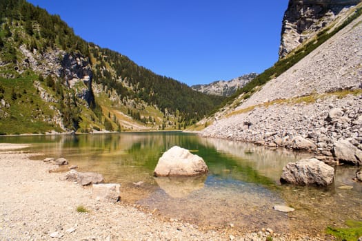View of krnsko lake in the summer, Slovenia - Europe