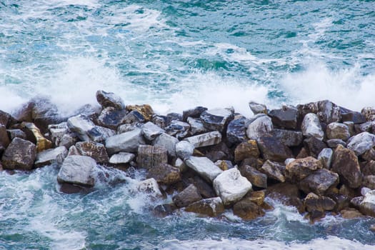 Big waves breaking on the rocks