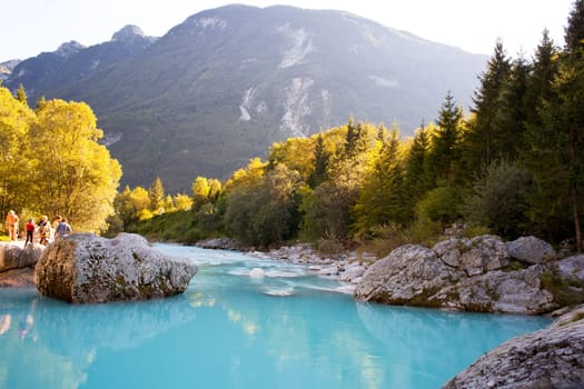 View of Slovenian Soca river in the summer