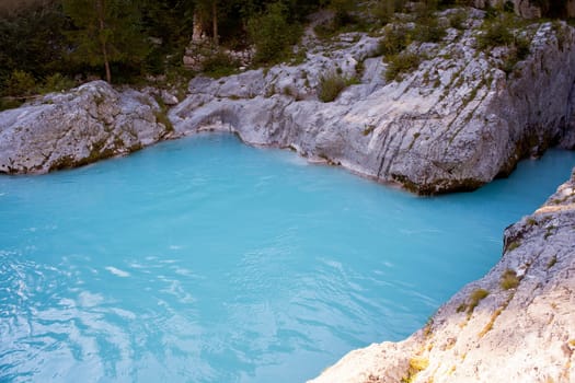 View of Slovenian Soca river in the summer