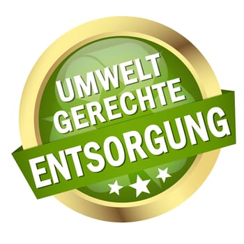 Button with banner " ENVIRONMENTALLY FRIENDLY DISPOSAL """