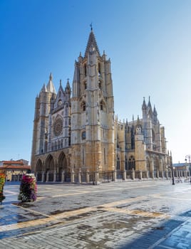 Gothic cathedral of Leon, Castilla Leon, Spain.