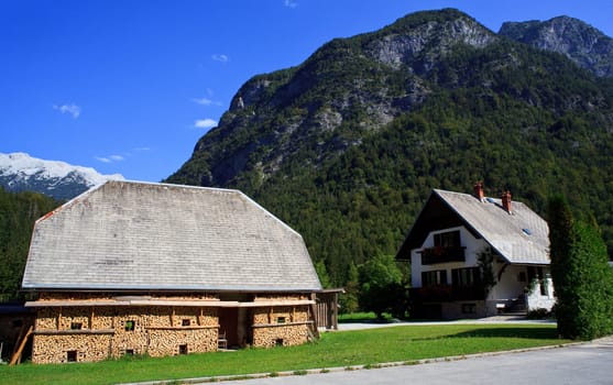 Old wooden house in Slovenian Julian Alps