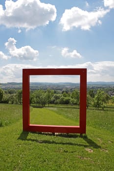 Red frame in the Staff Park in Lemgo