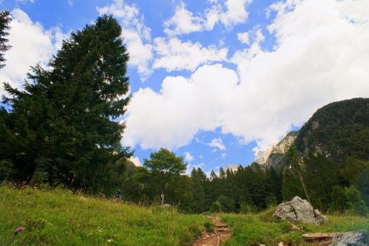View of Slovenian Julian Alps in the summer