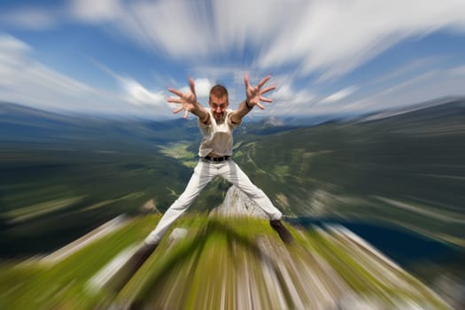 Man on the top of succes