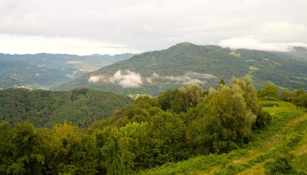 View of Slovenian Julian Alps in the summer