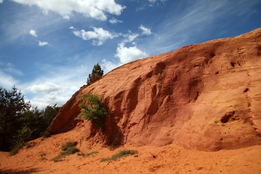 ochre rocks in the Luberon Natural Park,near Rustrel in Provence