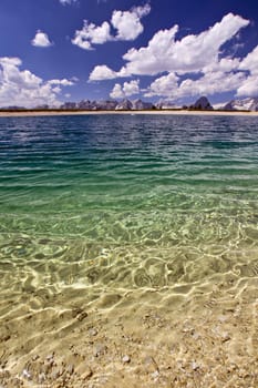 Beautiful panorama of the lake with cristal water