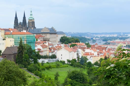 Historical center of Prague with St. Vitus Cathedral, Czech Republic