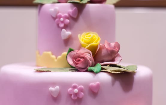 Close up of a cake with flowers decoration