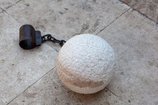 Photo of a prisoner ball and chain
