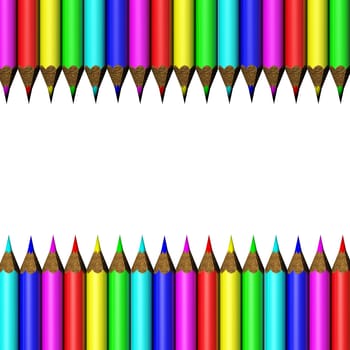 Colour pencils isolated on white background close up